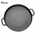 12-Zoll-Pre-seasoned Flat Gusseisen Pizza Pan mit Griff